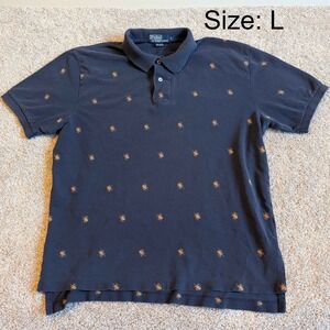 Polo Ralph Lauren Mens Large Navy Blue All Over Spider Polo Shirt
